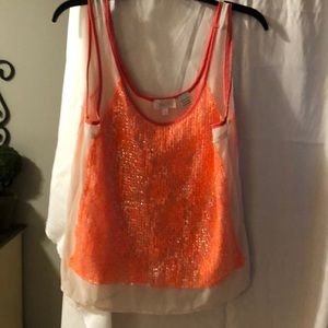 Women’s Miss Me creme & tangerine lace w/ sequins